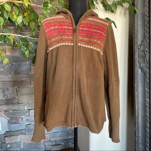Brown Orvis Zip-Up Sweater